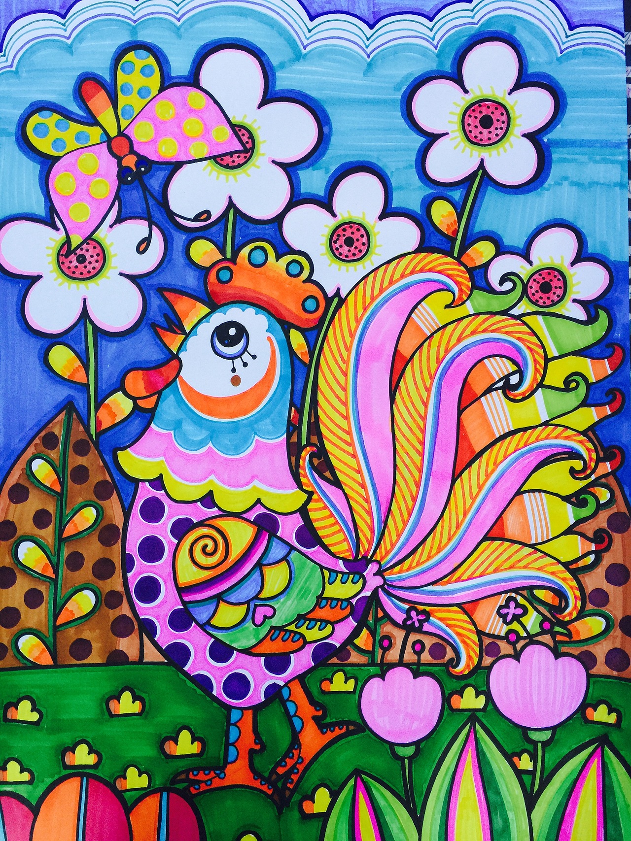 儿童画生肖鸡年