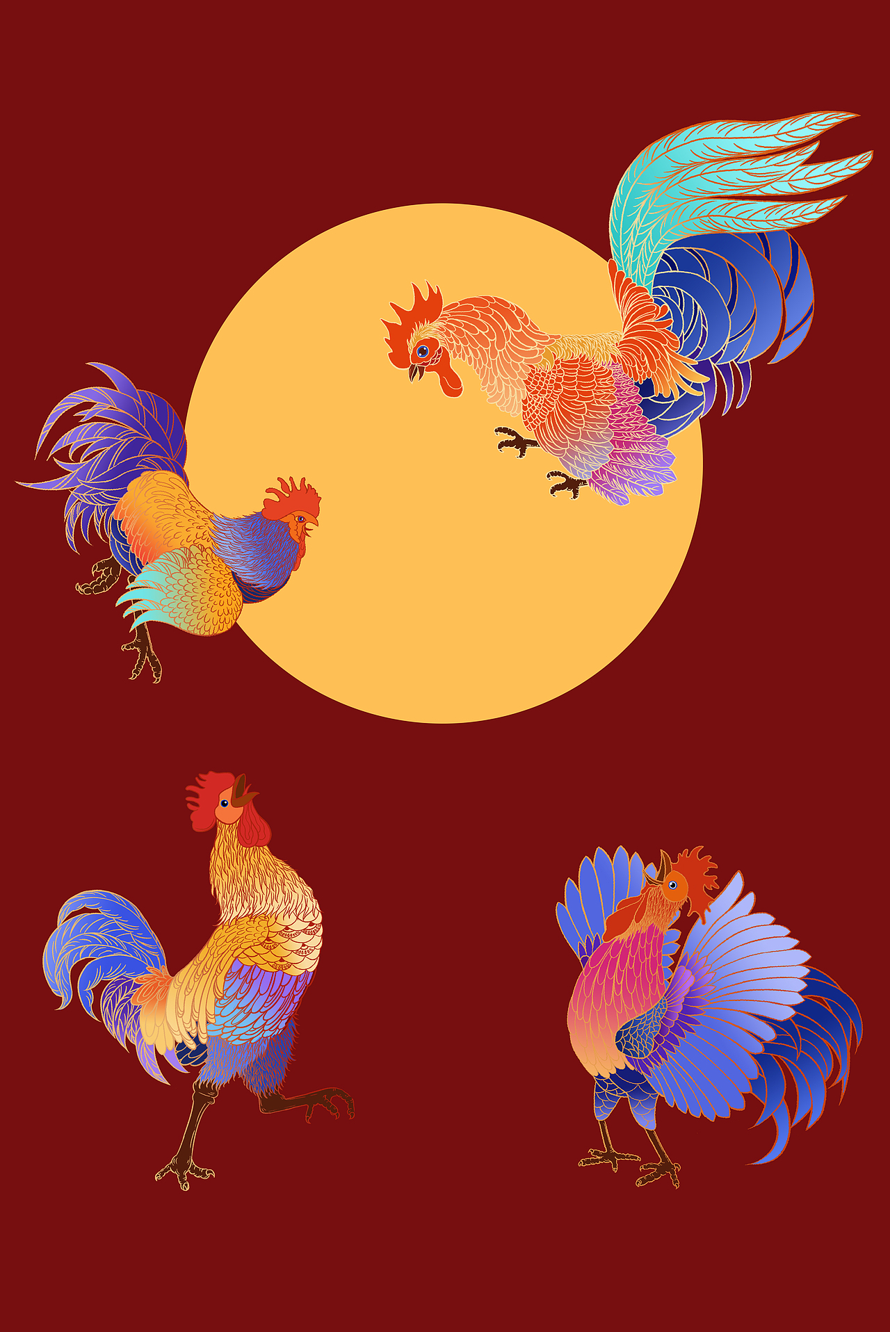 细节展示—塔顶的四只金鸡