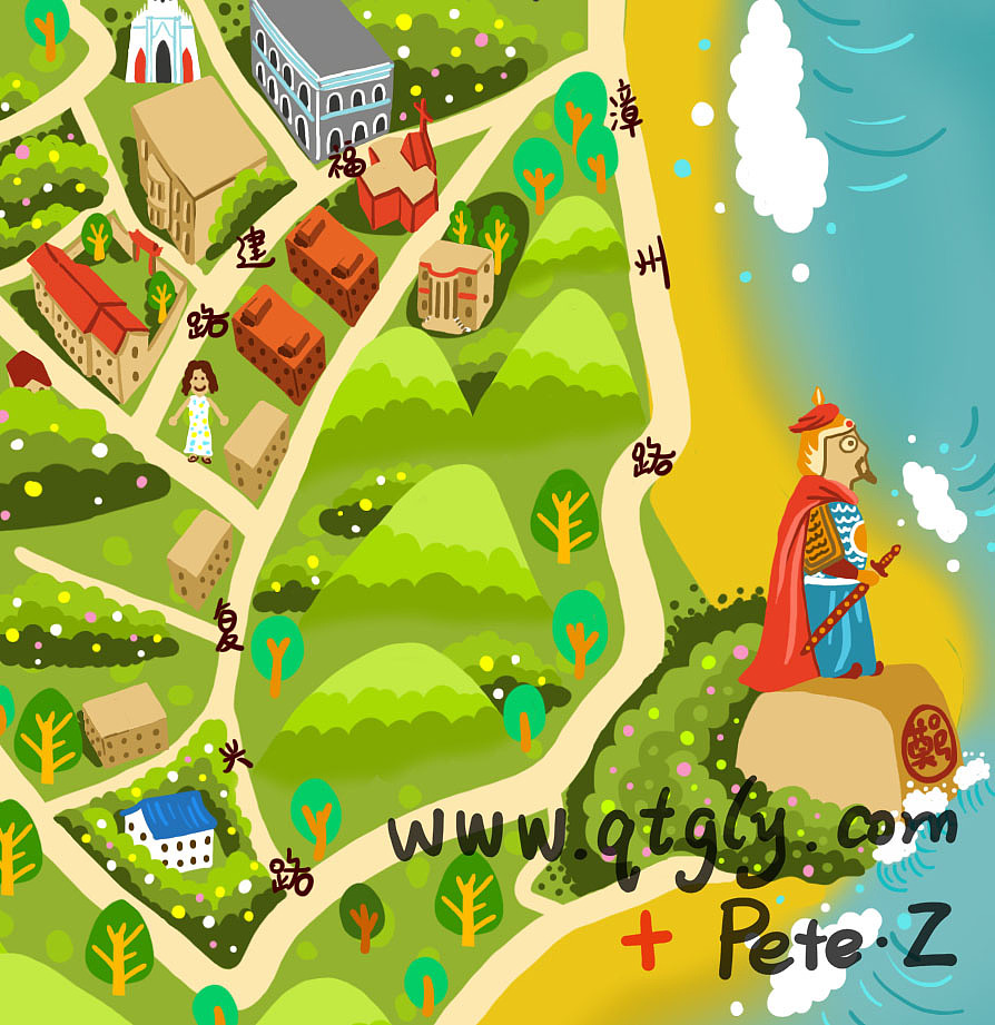 鼓浪屿手绘地图（图ZMTAzNjYyNjA=） - 商业插画 - 站酷设计师PeteZheng原创素材 - 站酷ZCOOL
