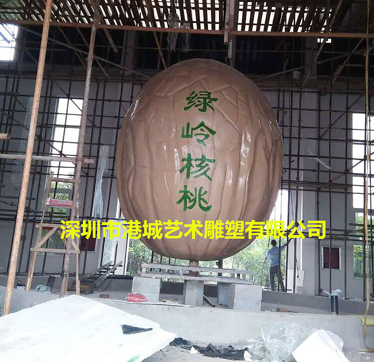小镇乡村文化特产吉祥物卡通玻璃钢核桃雕像定制哪家好