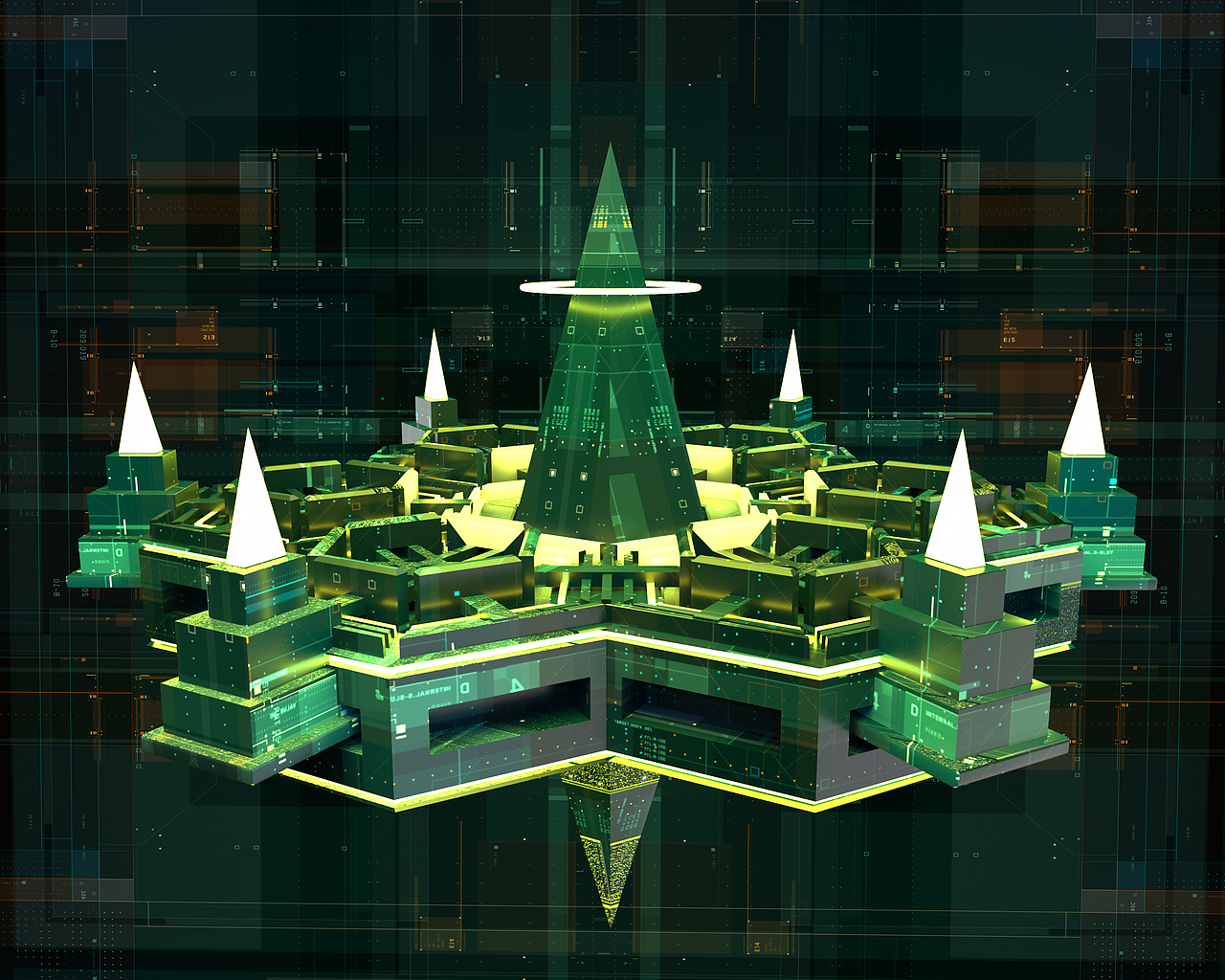 科幻城堡 oc渲染 c4d建模