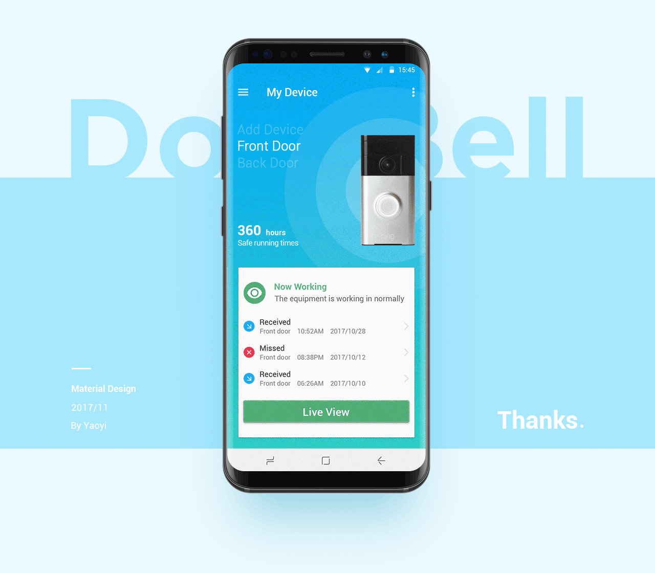Doorbell APP Material Design ver2（图ZMTAwNzM2Mjc2） - APP界面 - 站酷设计师杳一原创素材 - 站酷ZCOOL
