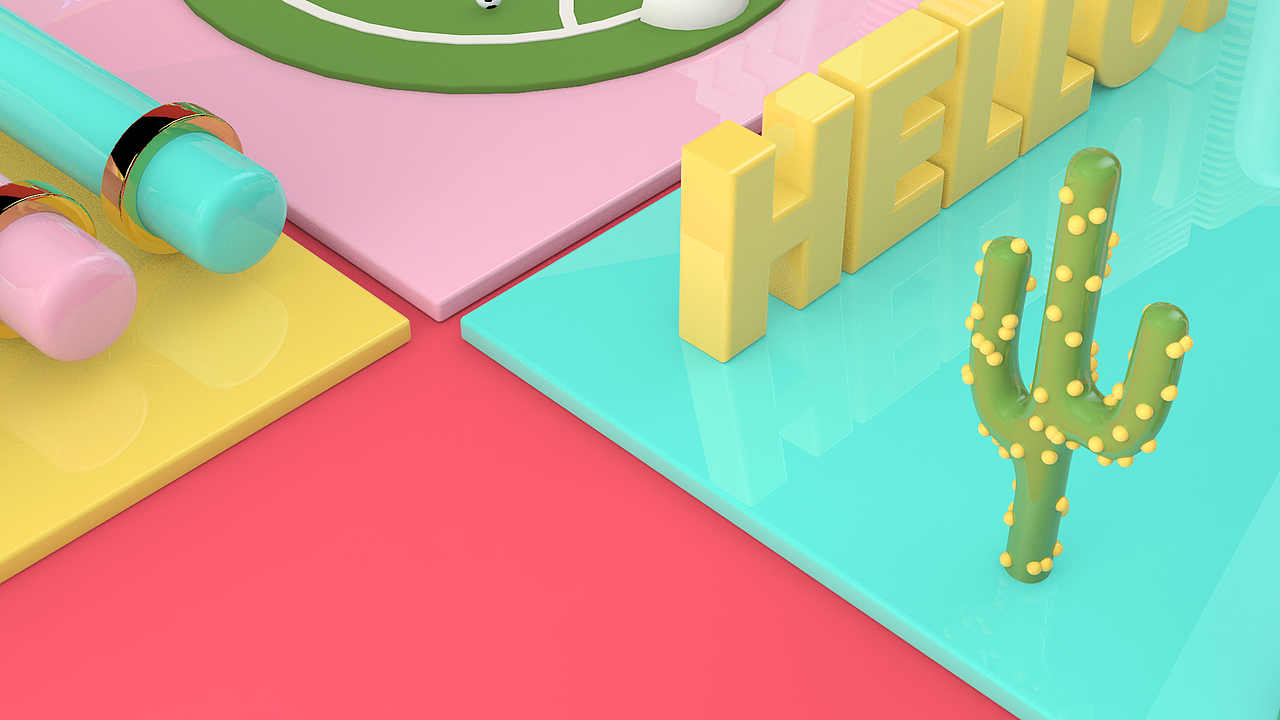 C4D 作品《HELLO！》（图ZODUyODQ5NDg=） - 运营设计 - 站酷设计师帅熊原创素材 - 站酷ZCOOL