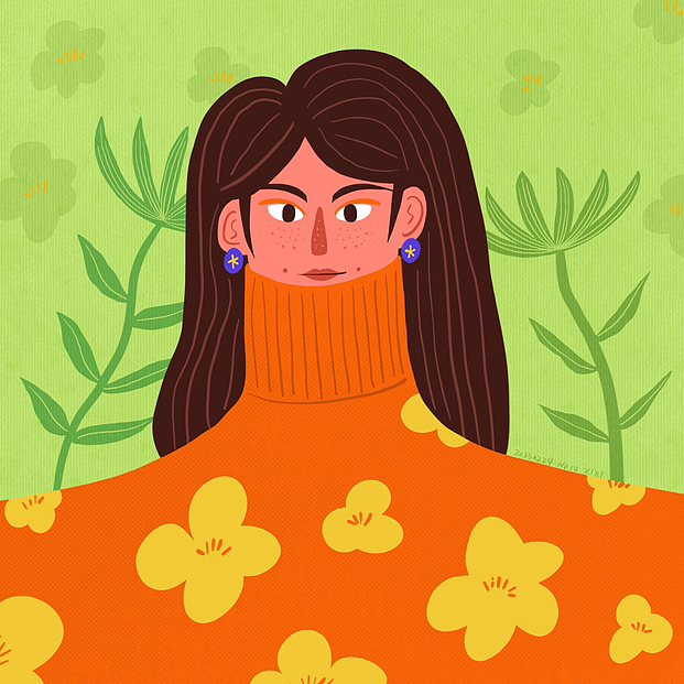植物与少女（图ZMzMxOTA1OTEy） - 商业插画 - 站酷设计师西希XIXI原创素材 - 站酷ZCOOL