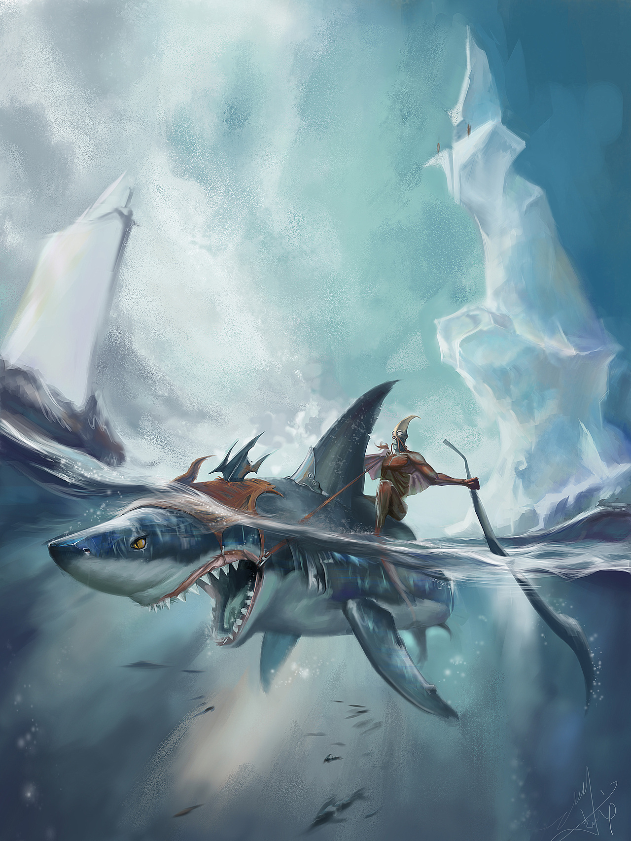 大鲨鱼|插画|创作习作|呜哈 - 原创作品 - 站酷 (zcool)