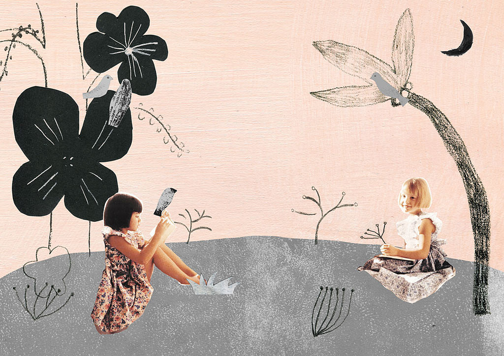 Bonpoint品牌故事拼贴插画