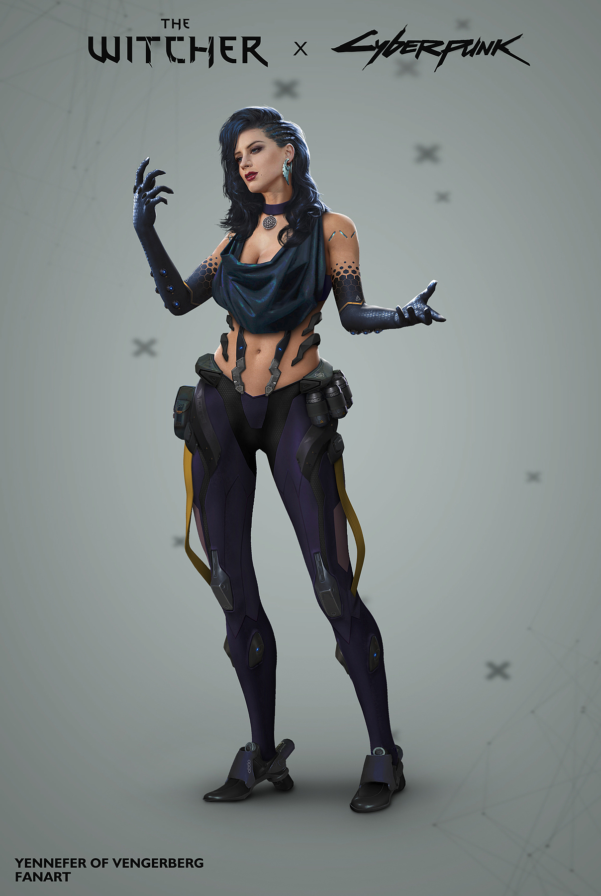 在狩魔猎人世界中,叶奈法是使用黑魔法的女术士。在赛博朋克世界中,每个女术士同样也有自己独特的武器——超导体生化臂