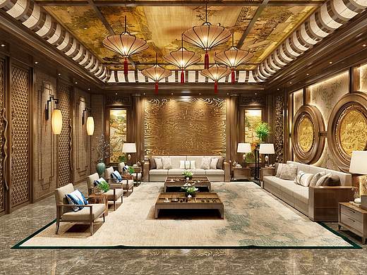 中式休闲会所效果图