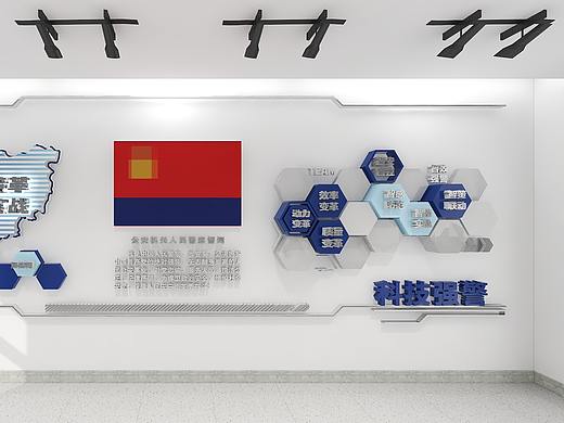 科技感警营文化墙党建文化