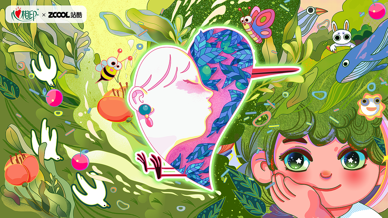 心相印——《春色物语》（图ZMzM3NjMxNzg0） - 商业插画 - 站酷设计师Lap猫头鹰原创素材 - 站酷ZCOOL