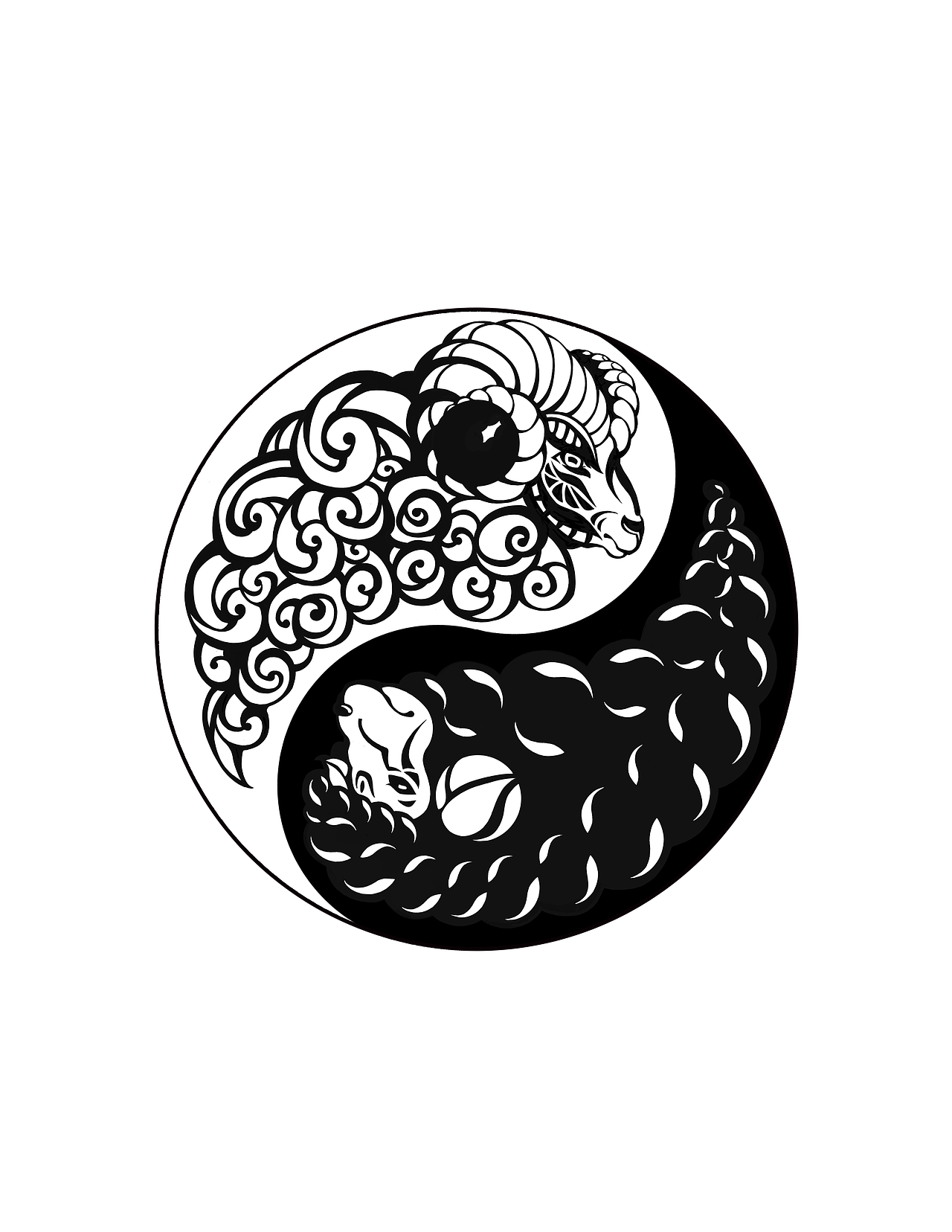 阴阳羊太极图与太阳神羊图