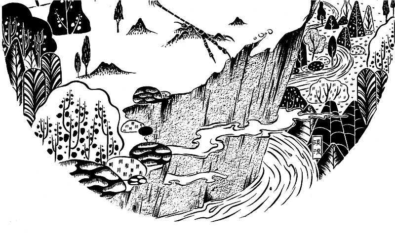 《空谷悠然》黑白稿/木头猫插画设计工作室（图ZMzU4NzI1Mjg=） - 商业插画 - 站酷设计师疯子木原创素材 - 站酷ZCOOL