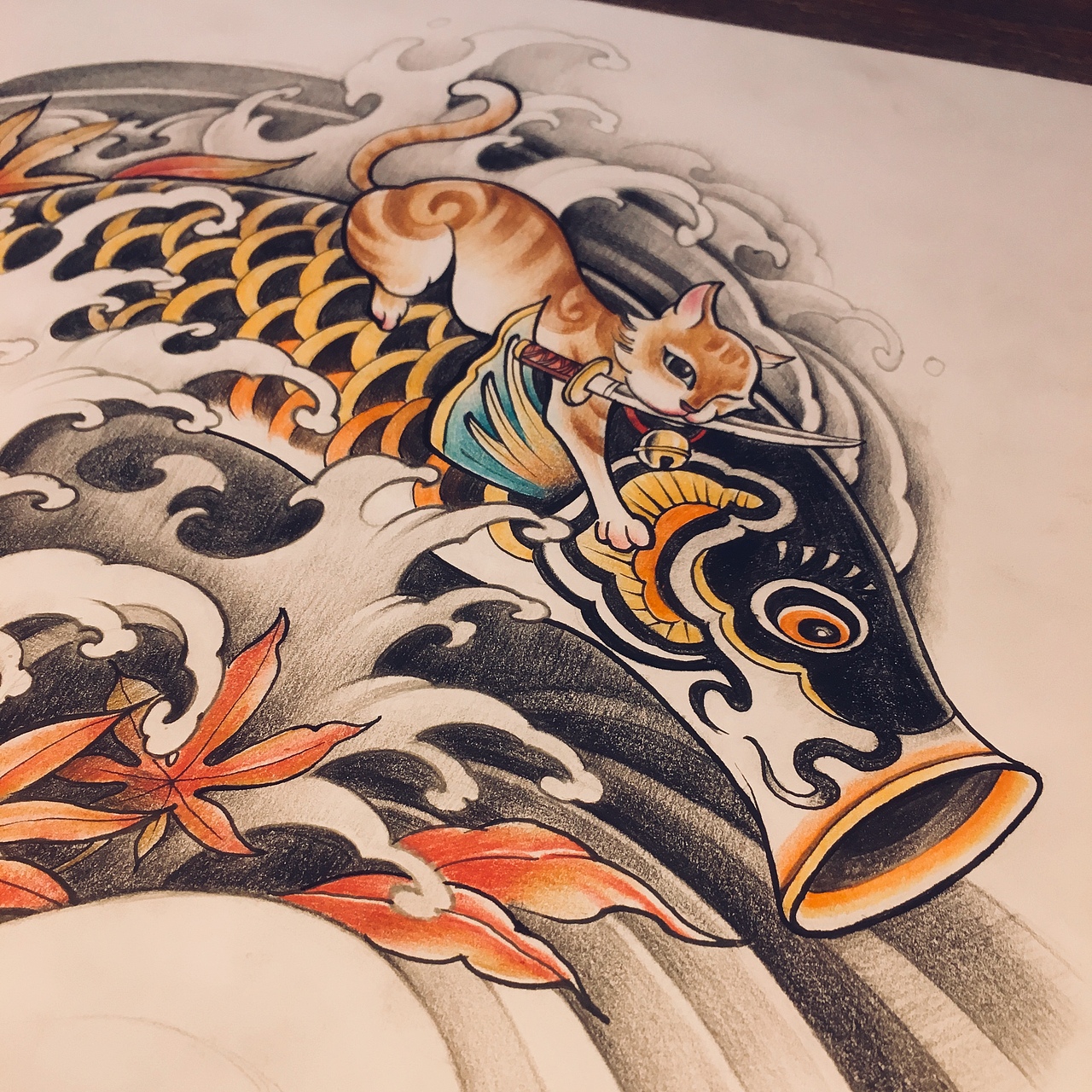 喵星人大戰(zhàn)鯉魚(yú)旗（圖ZMjMxMDc2MTky） - 藝術(shù)插畫 - 站酷設(shè)計(jì)師關(guān)中書原創(chuàng)素材 - 站酷ZCOOL