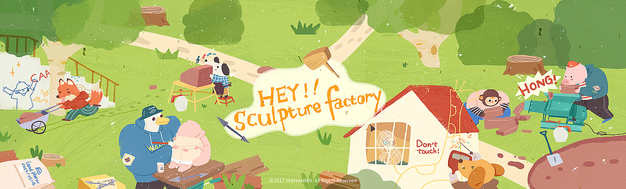 HEY! Sculpture factory（图ZODE0NTQwOTY=） - 商业插画 - 站酷设计师WANANNN原创素材 - 站酷ZCOOL
