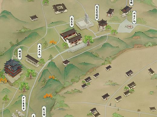 南宋记忆。杭州吴山景区手绘地图 ​​​​