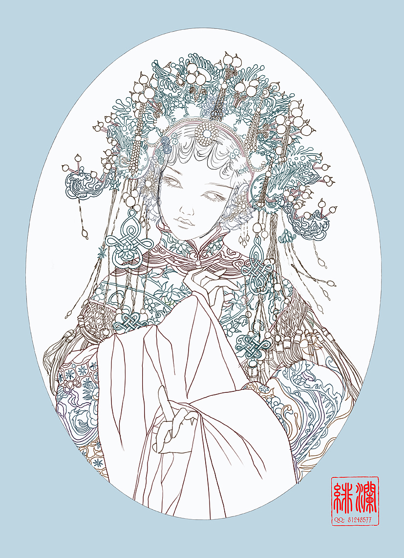 粤剧-花旦_插画师绯澜-站酷zcool