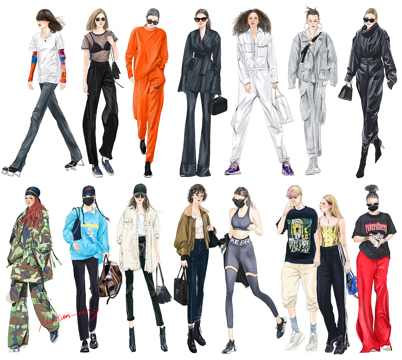 2020年100幅时尚搭配插画（图ZMjM4MTQwMTEy） - 创作习作 - 站酷设计师XunxunMissy本人原创素材 - 站酷ZCOOL