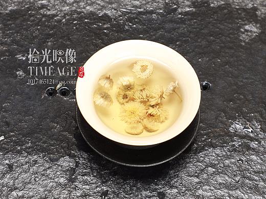 茶具粗陶菊花茶 石茶盘 静物摄影