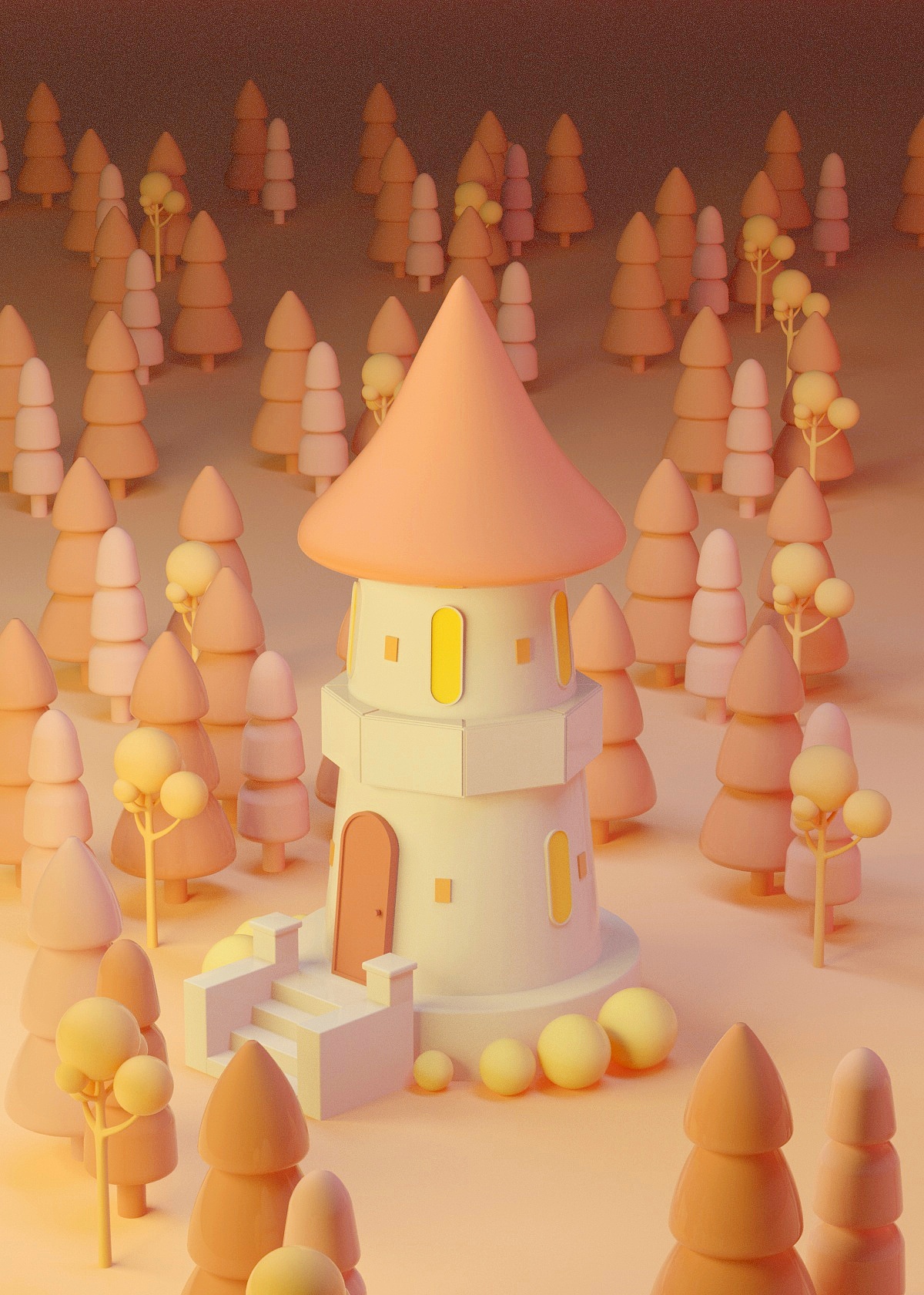 c4d森林城堡建模渲染