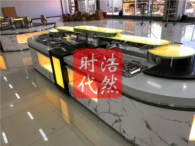 机关食堂纳米石纹板定制取餐台自助餐厅设计