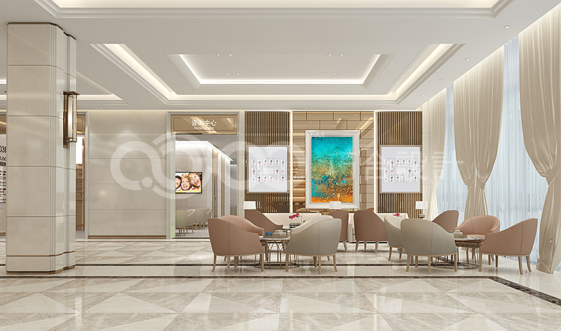 河北保定牙博士口腔医院大厅等候区设计