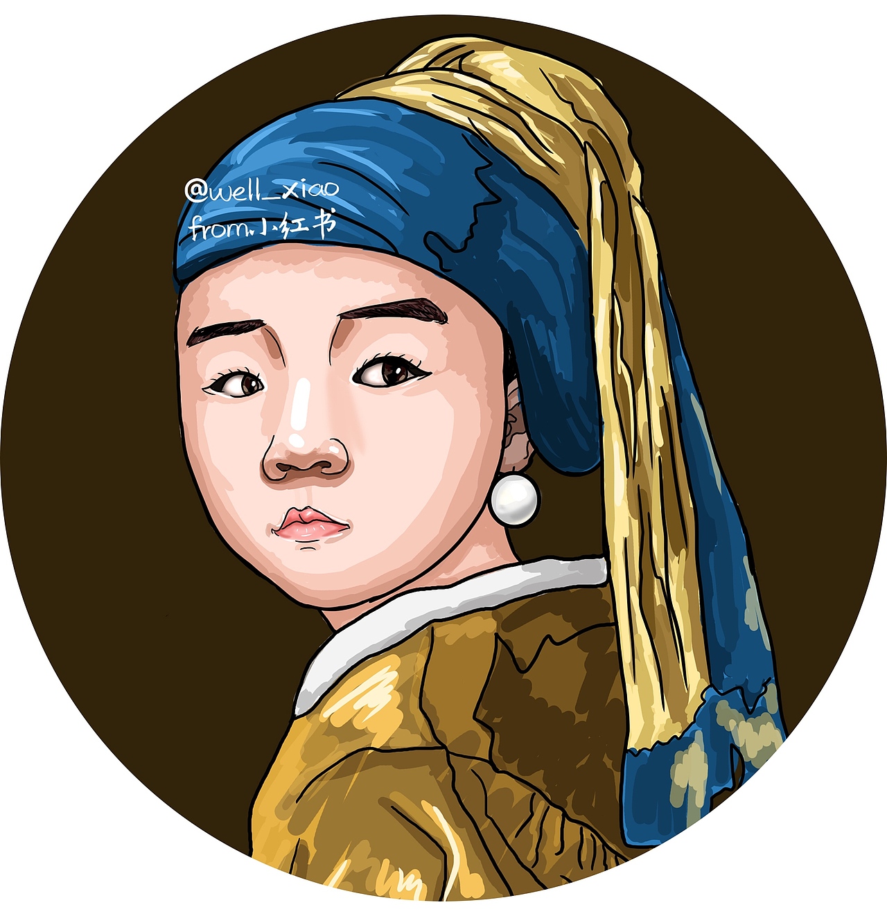 萌宝插画世界名画之带珍珠耳环的少女