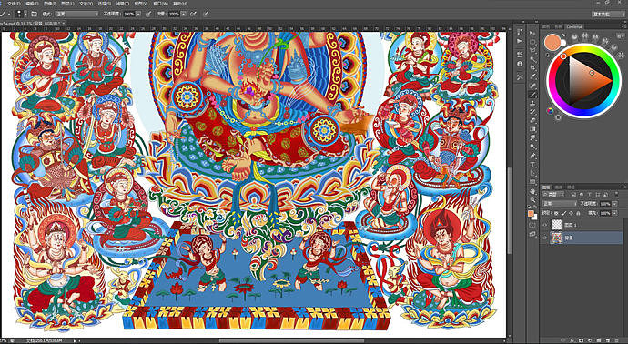 绘制敦煌壁画--如意轮观音（图ZNTc5MDMxNjg=） - 商业插画 - 站酷设计师五行君原创素材 - 站酷ZCOOL