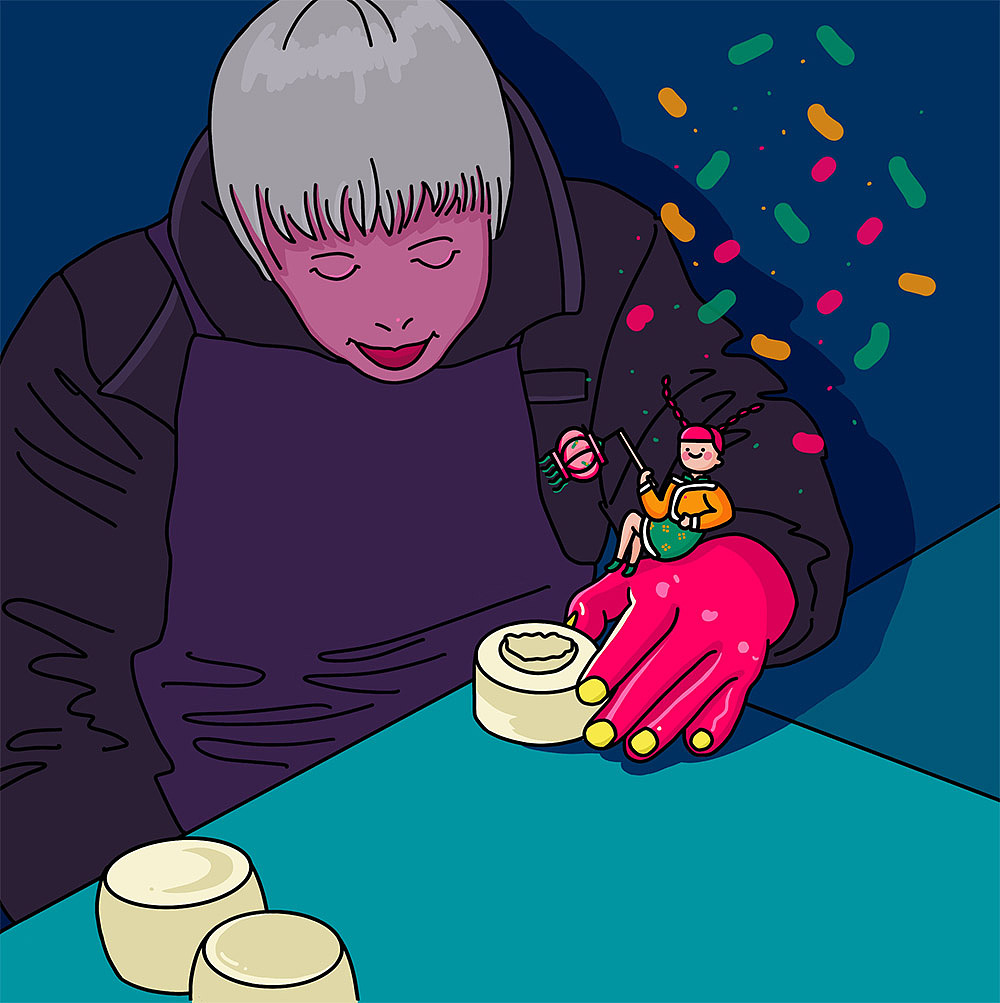 《元宵节--蒸花灯》（图ZMjQ0MTg5NDEy） - 新锐潮流插画 - 站酷设计师李小5原创素材 - 站酷ZCOOL