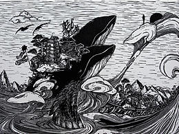 版画《煌煌丝路》《承上启下》《蓝色游吟》