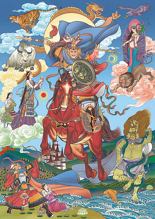 格萨尔王全传~插画~连环画~国画背景画~层板画~景箱画