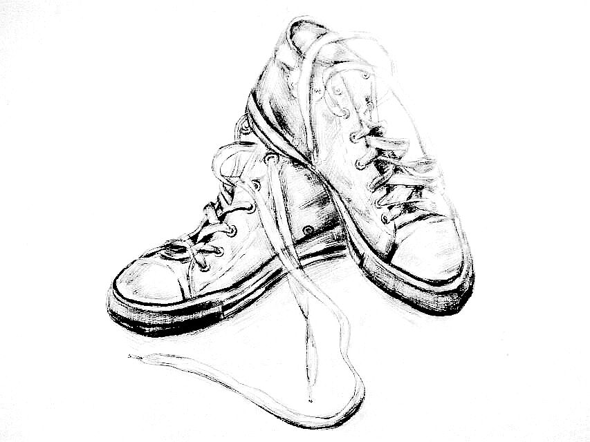 帆布鞋的写生素描,经典之作
