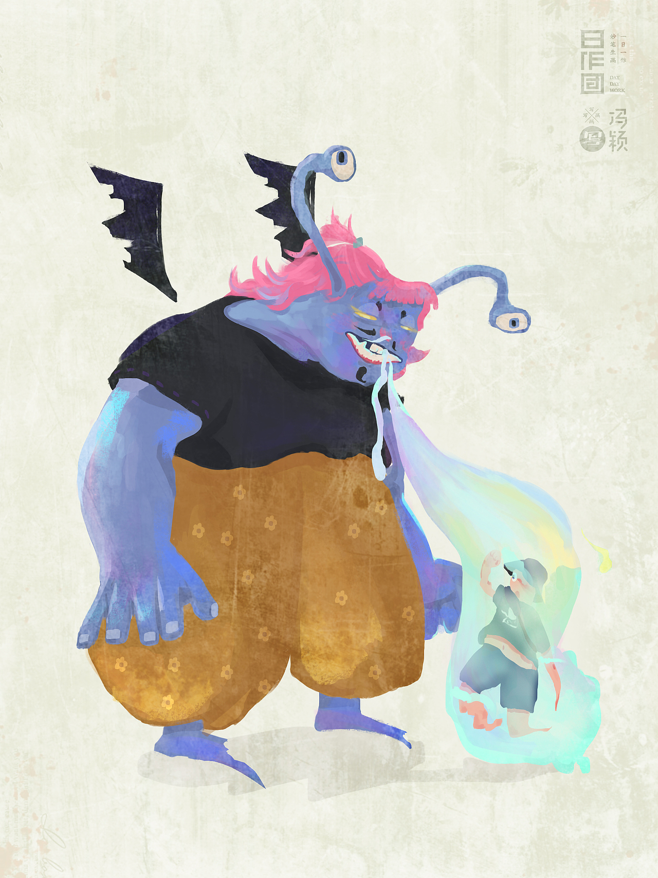 琪哥和娃 嗯。。。估计琪哥不太想看这幅画 哈哈哈。。。能力有限 下次努力!