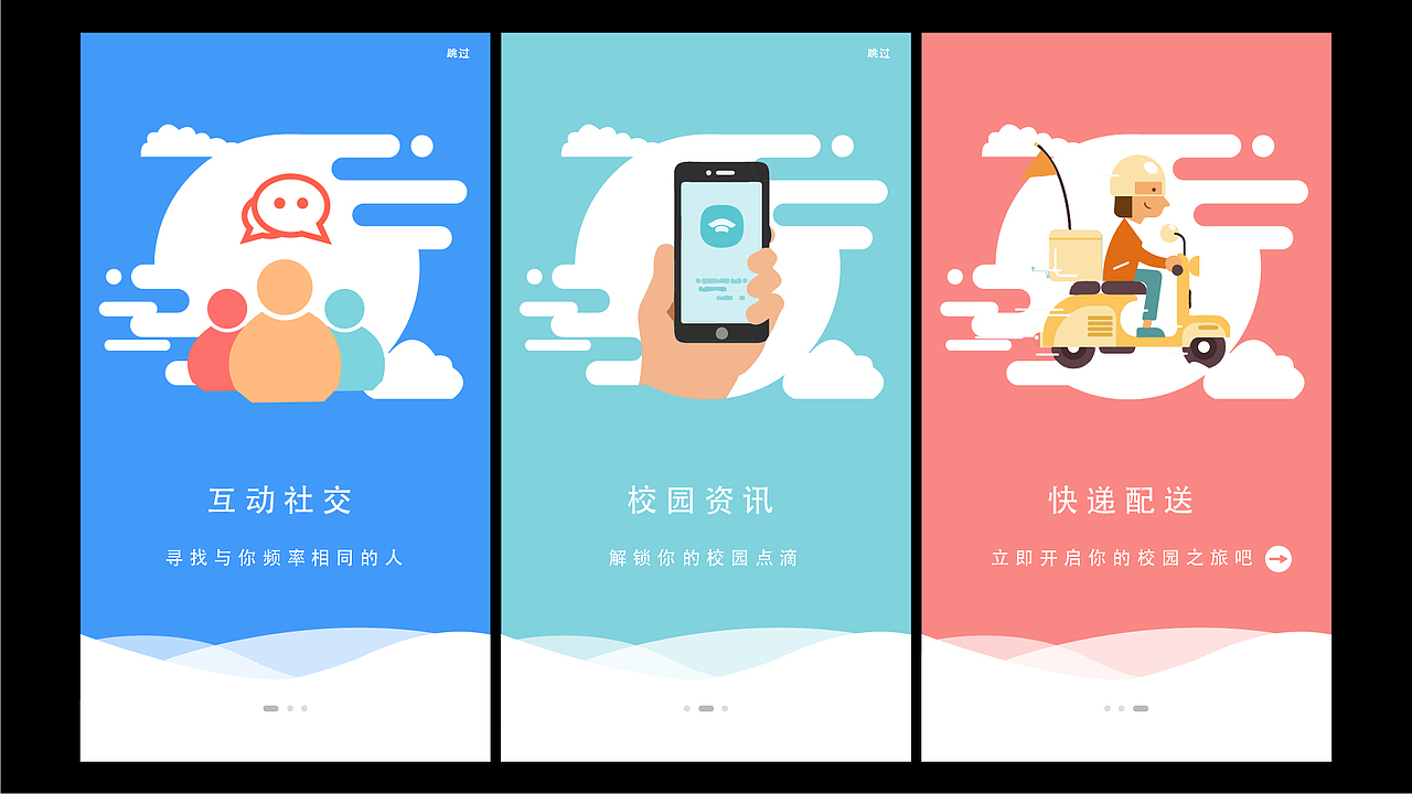 校园APP引导页（图ZMTY2NDcxOTA4） - APP界面 - 站酷设计师Nicole尼克酱原创素材 - 站酷ZCOOL