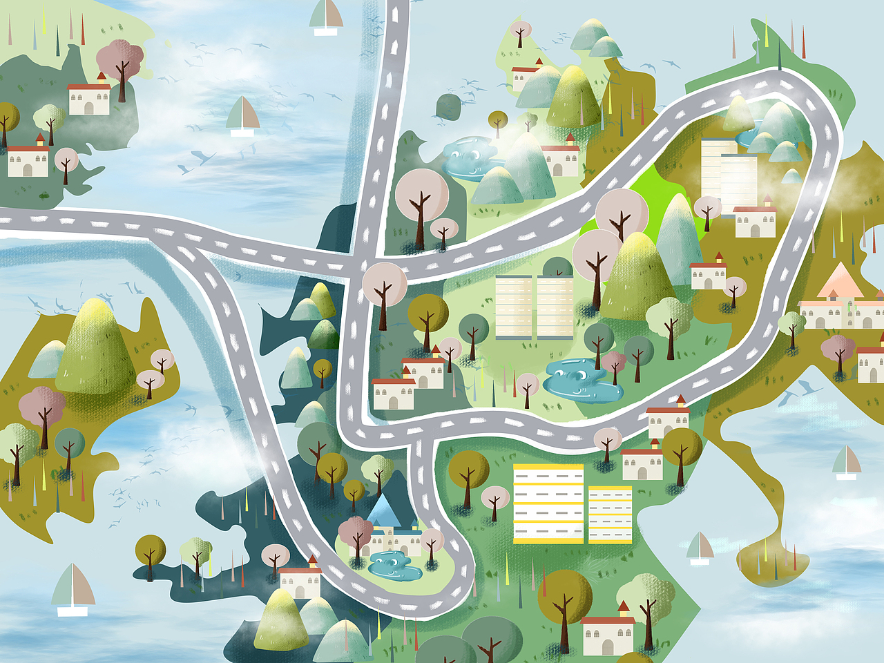 插画地图（图ZMTQ4Njc3Mzg4） - 创作习作 - 站酷设计师西宫宫宫原创素材 - 站酷ZCOOL