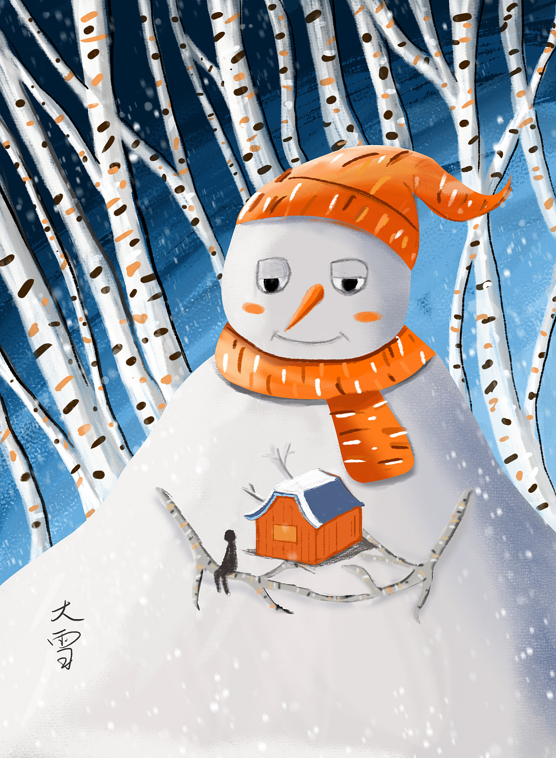 冬季雪人插画