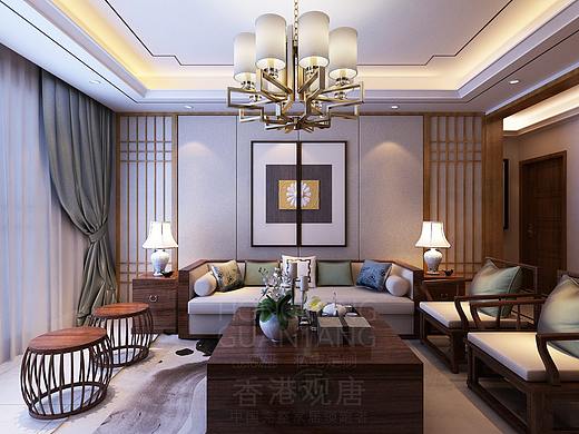 滕州东城名景C户型新中式风格装修效|滕州观唐装饰公司