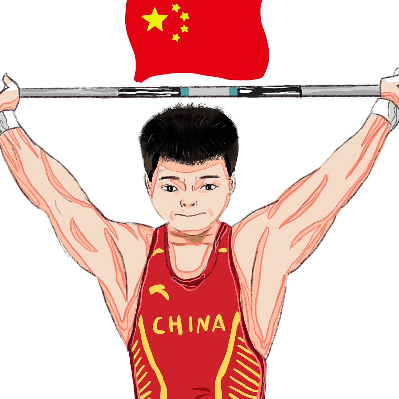 2021东京奥运会!中国队加油🇨🇳|插画|创作习作|奶茶你好_原创作
