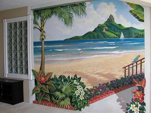 墙体彩绘 家装墙绘背景图原创设计 打造专属墙面