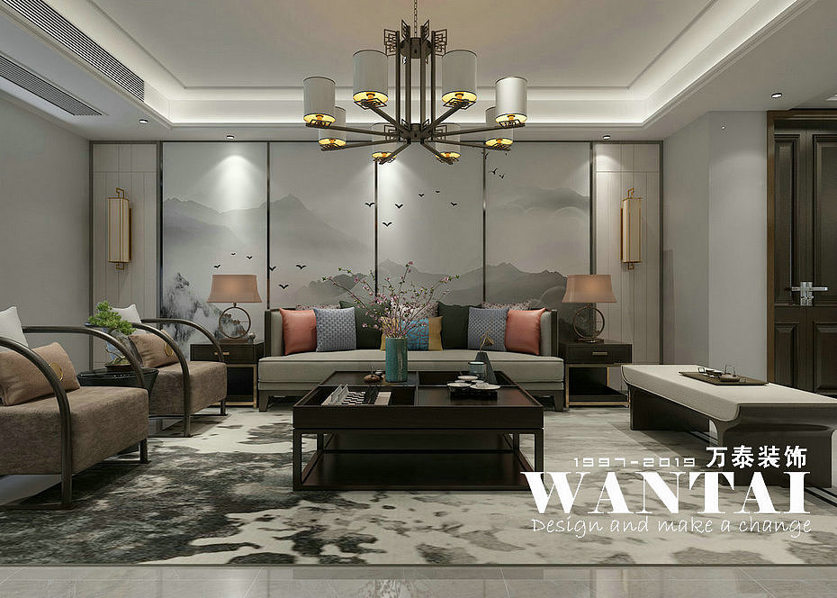 泰安旧房改造 | 新元花园150m²新中式风格装修效果图