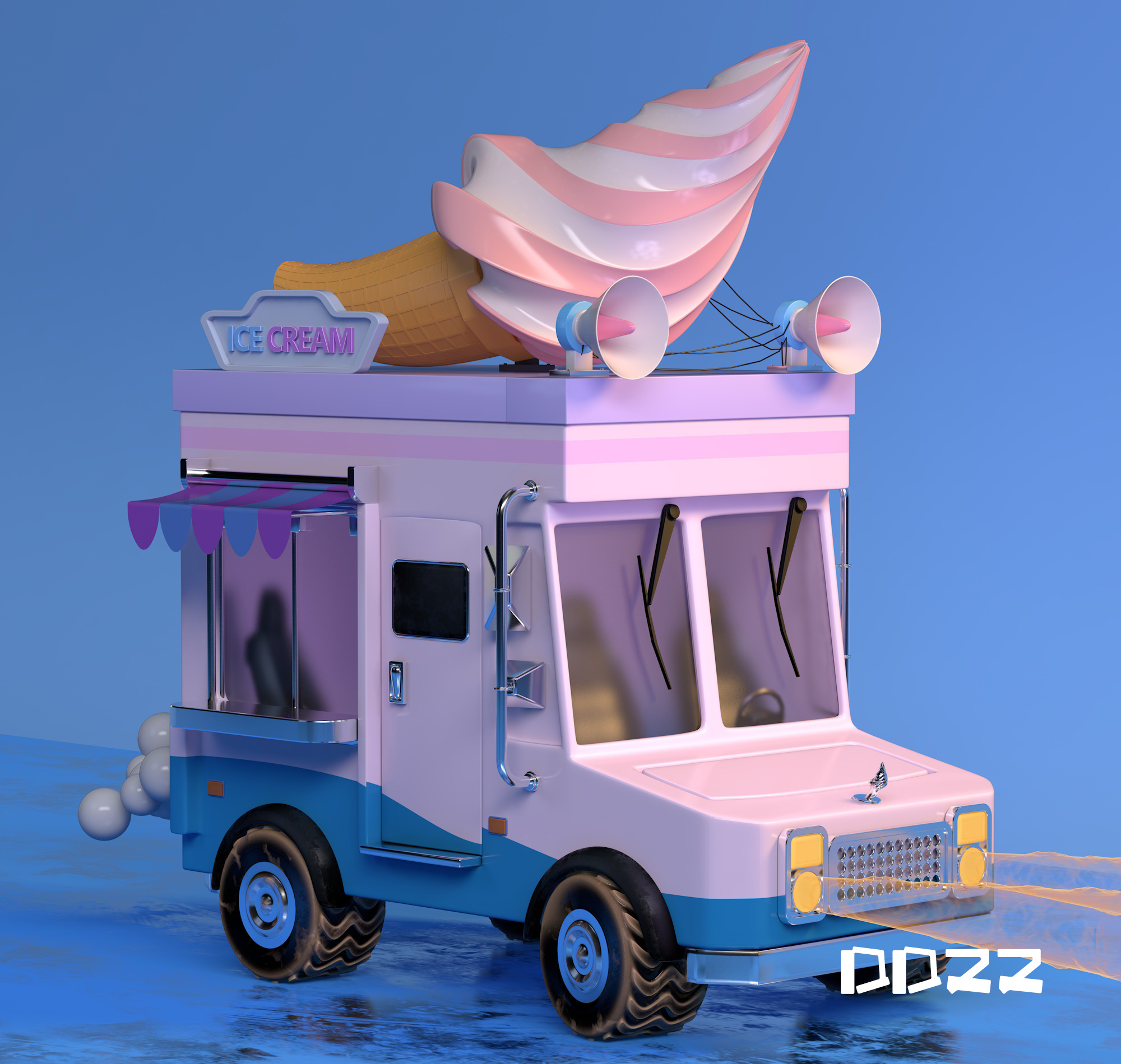 卡通冰淇淋车插画图片素材_ID:412733197-Veer图库