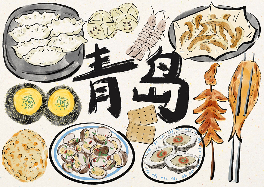 国潮风城市美食插画合集第一弹（图ZMzY1OTQ3ODU2） - 商业插画 - 站酷设计师兔道格斯原创素材 - 站酷ZCOOL