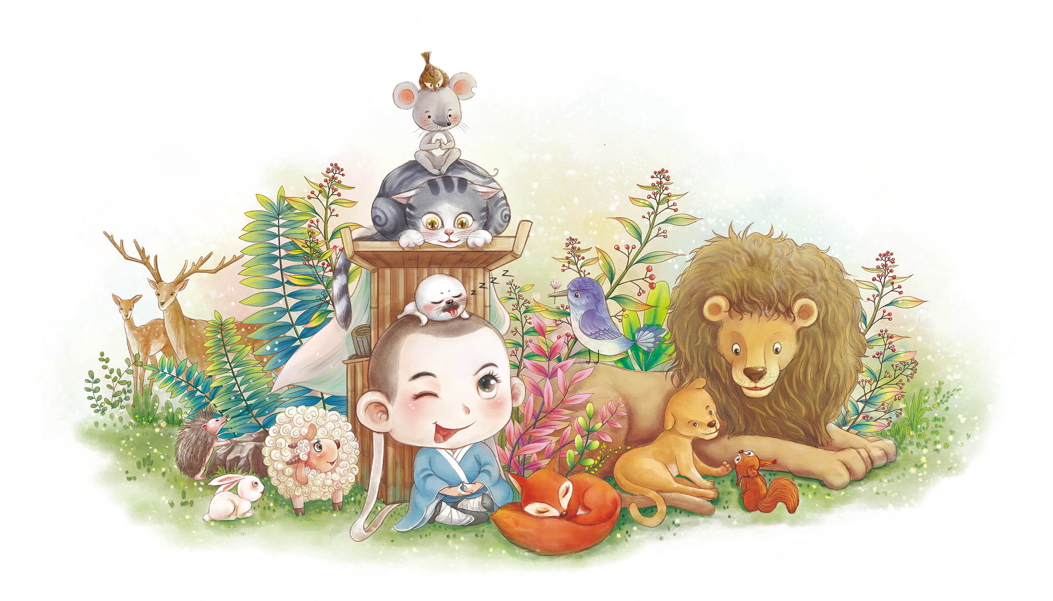 q萌小和尚|插画|儿童插画|白羊o_0 - 原创作品 - 站酷 (zcool)