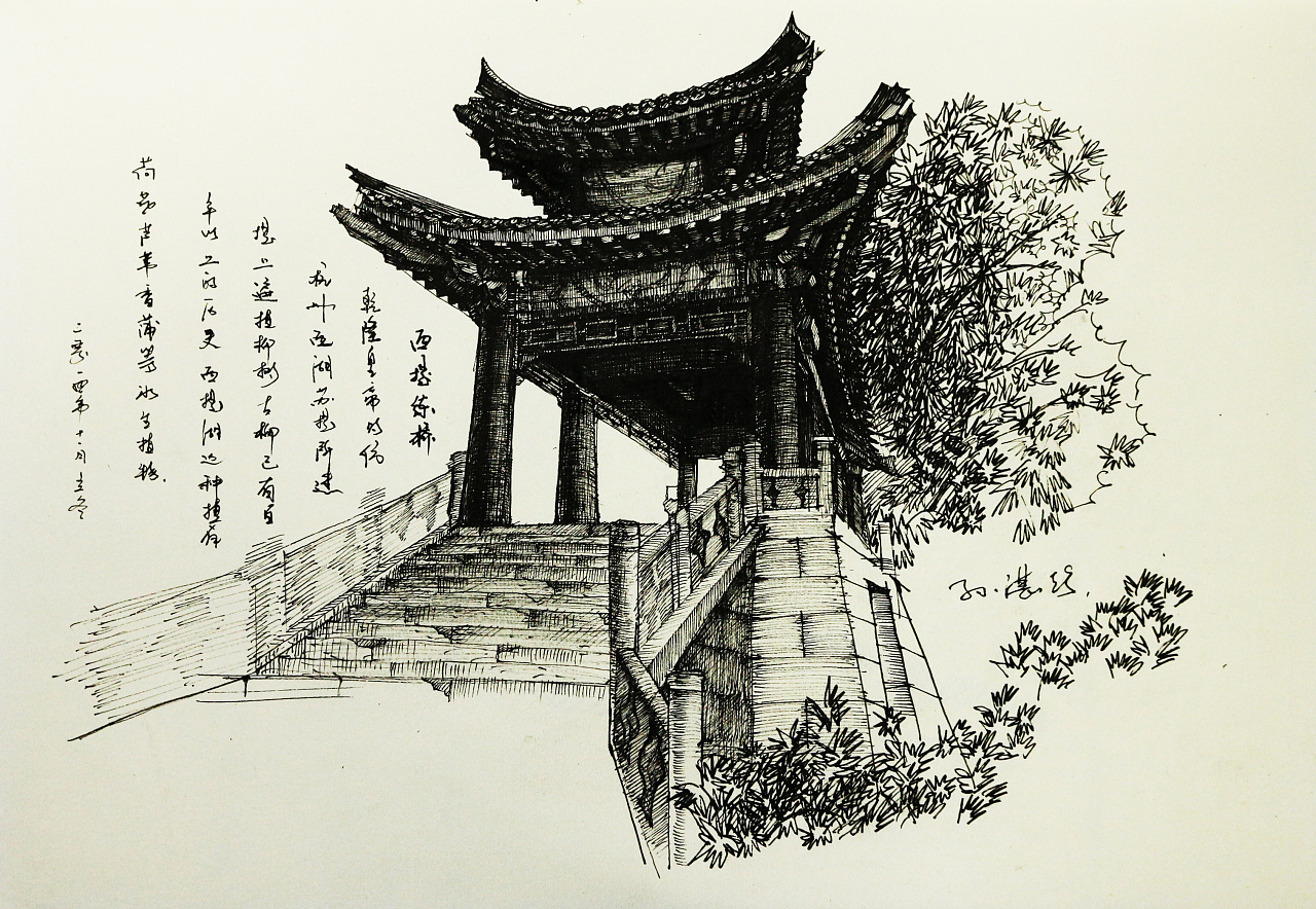 中式房屋图画图片
