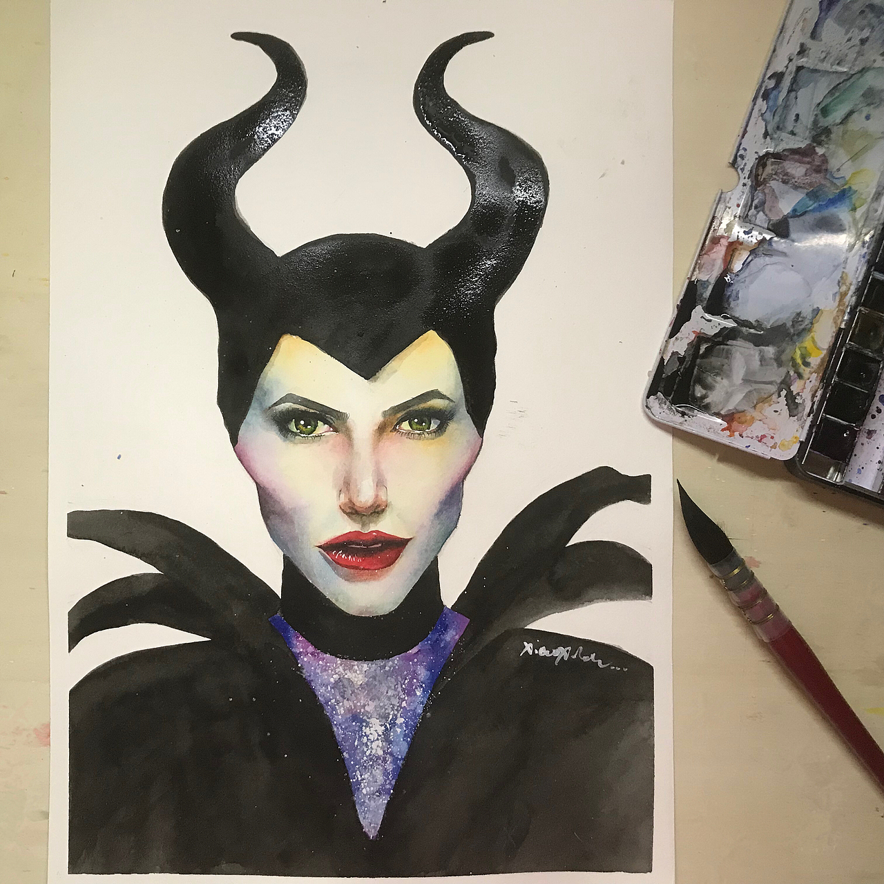 水彩| 沉睡魔咒的女魔头