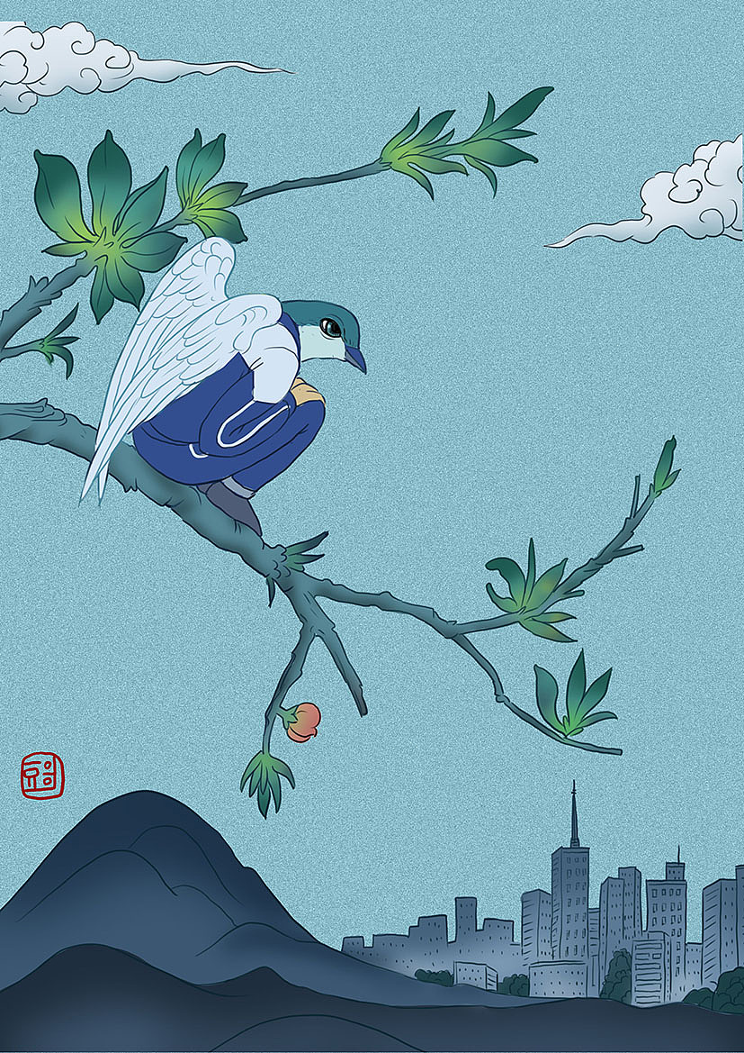 鸟语（图ZOTgxOTI5OTY=） - 商业插画 - 站酷设计师插画师傅逗原创素材 - 站酷ZCOOL