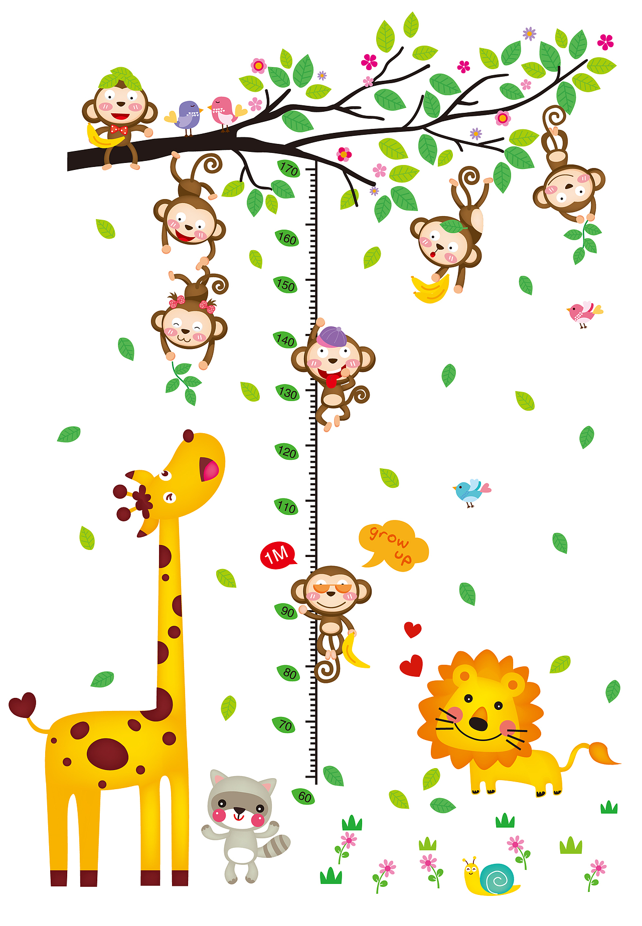 卡通动物身高贴