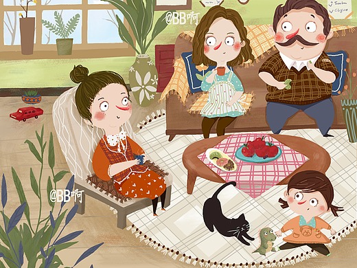 绘本插画—我家的客厅