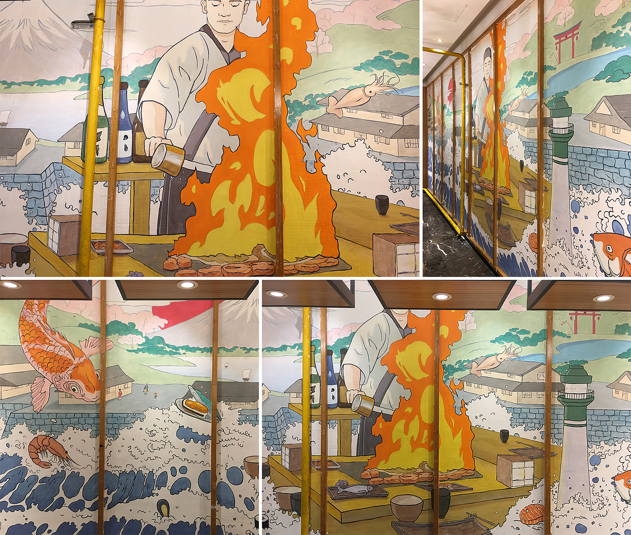 湖滨银泰 · 大渔铁板烧 墙绘创作