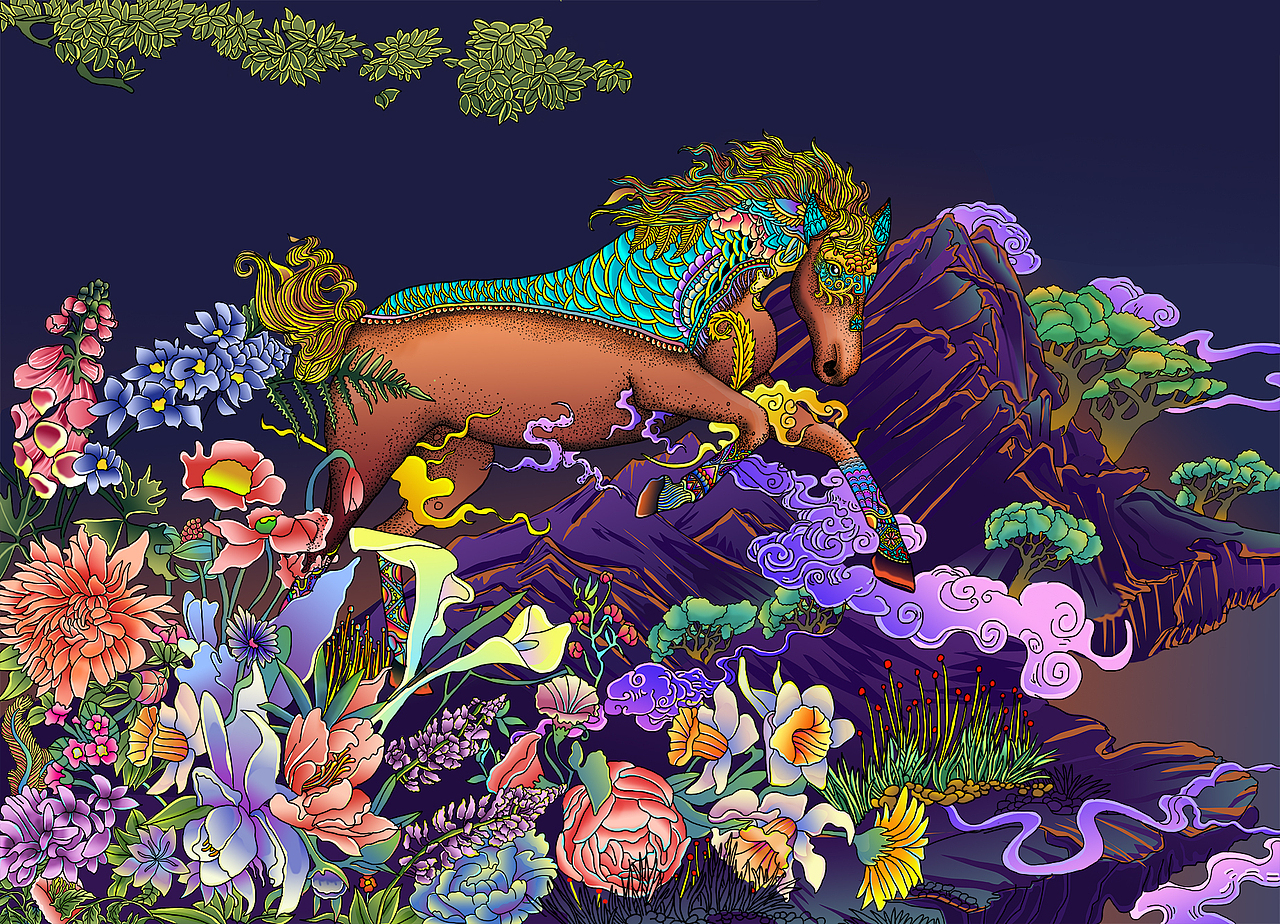 马:racehorse:（图ZMTE4NzQ4MjAw） - 商业插画 - 站酷设计师张娅原创素材 - 站酷ZCOOL