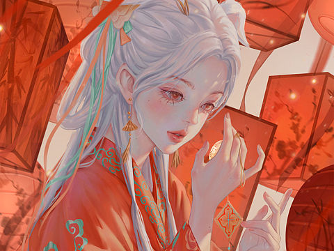 古风兔年贺图插画